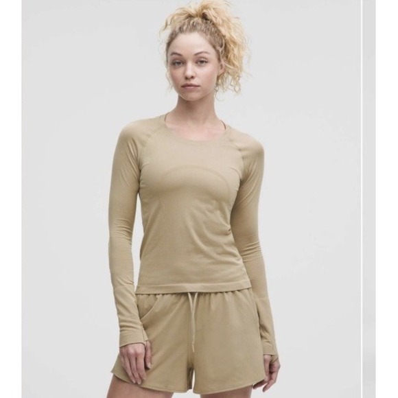 NEW Lululemon Swiftly Tech Long-Sleeve Shirt 2.0 *Waist Length Size 14 Sheer Oak - Picture 1 of 9